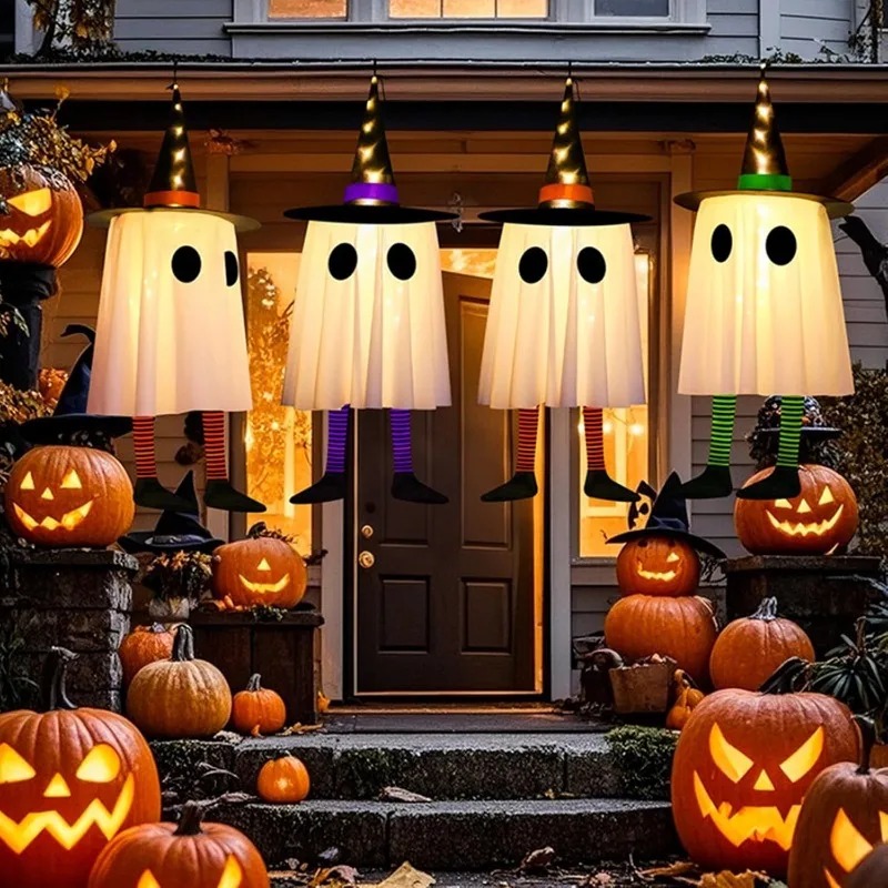 Outdoor Lighting Effects - ของตกแต่งผีแขวนสำหรับวันฮาโลวีน, ไฟหมวกแม่มดสำหรับฮาโลวีนกลางแจ้ง, ผีเรืองแสงสำหรับต้นไม้ในสวน, ของตกแต่งฮาโลวีนสำหรับสนาม