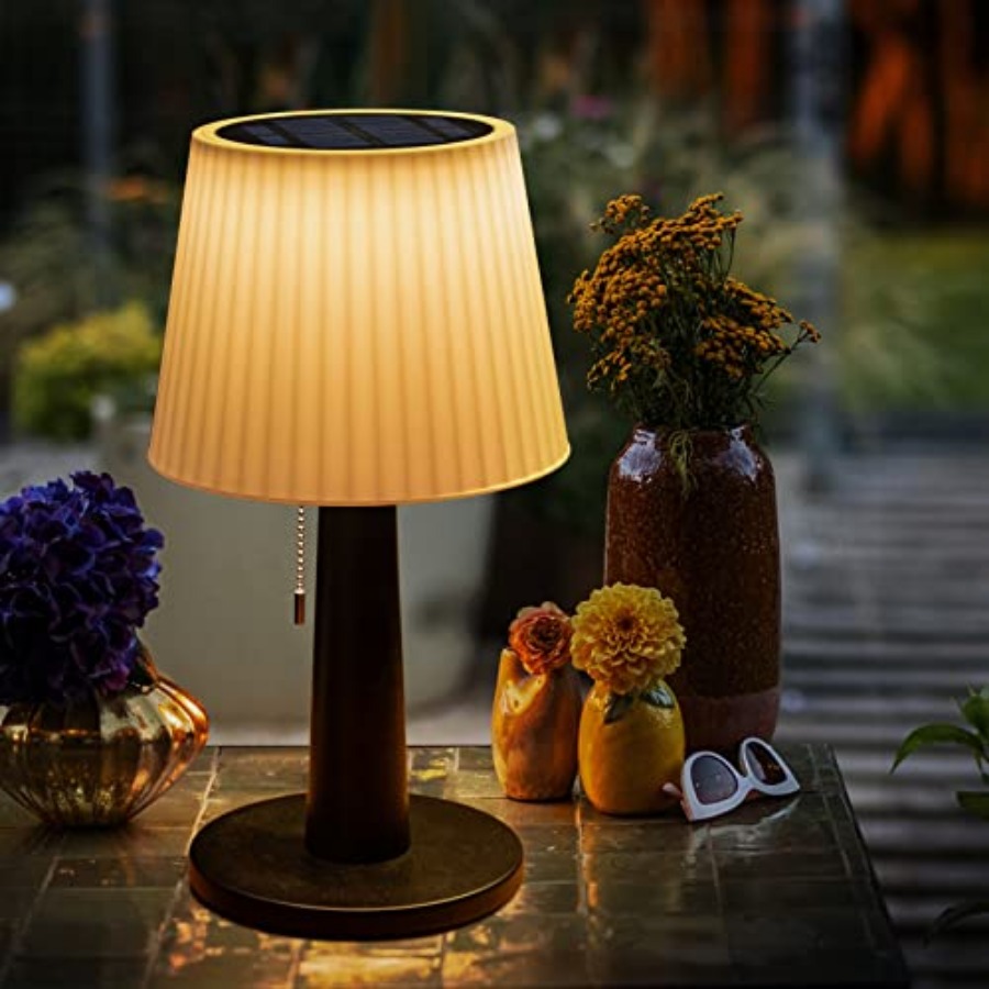Outdoor Lighting Waterproof - โคมไฟตั้งโต๊ะพลังงานแสงอาทิตย์สำหรับใช้ภายนอกและภายในอาคาร - ของขวัญสำหรับคุณแม่ 3 โหมดแสงสว่าง 4000mAh