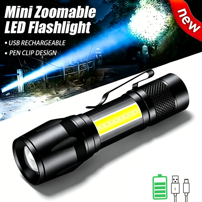 ไฟฉาย LED ขนาดเล็ก COB+XPE ไฟฉ - Outdoor Lighting Black บทวิจารณ์และราคา